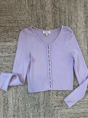 Los Angeles Atelier & Other Stories Lilac Ribbed Button Cardigan Size Medium